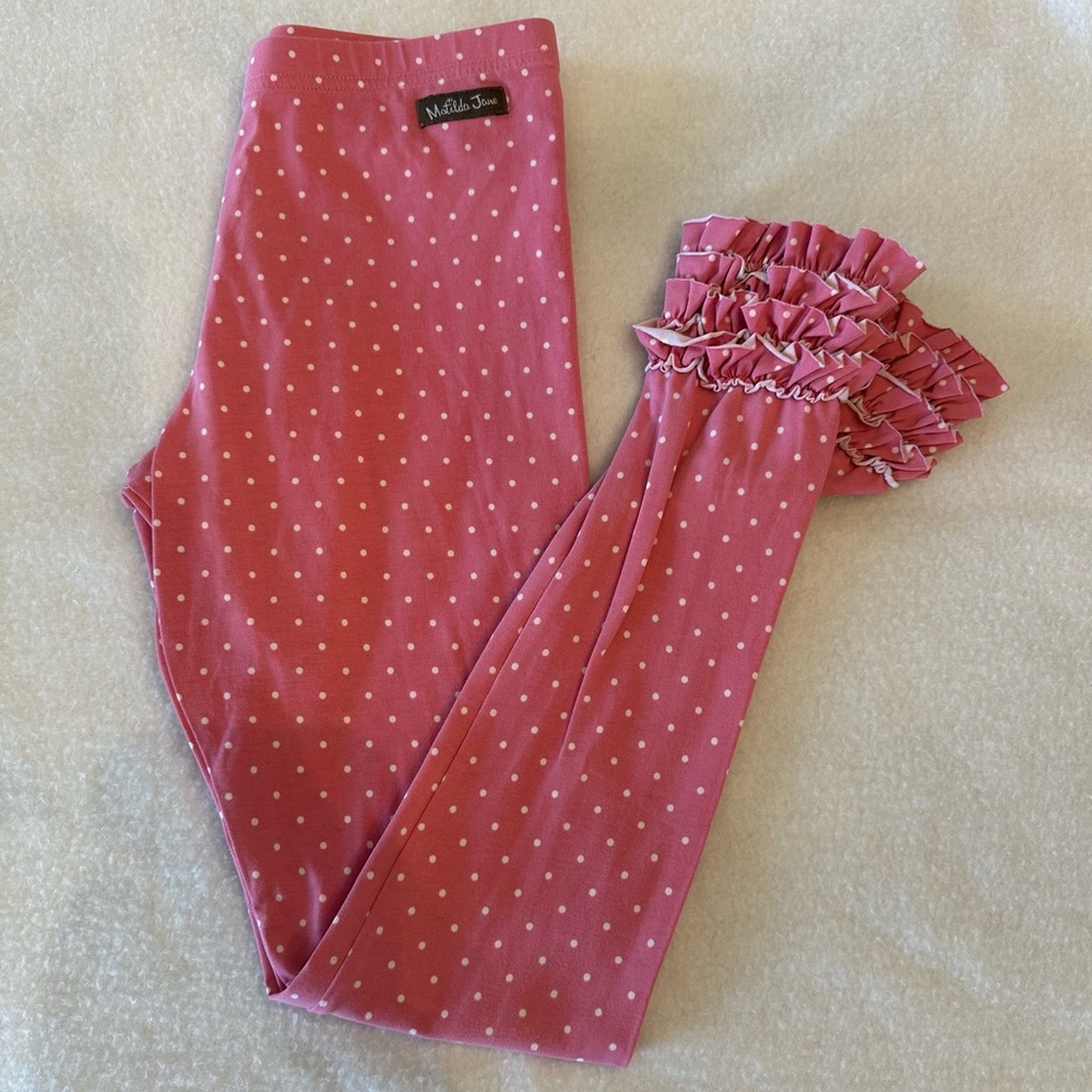 Matilda Jane Heather Pink Polka Dot Ruffle Leggings